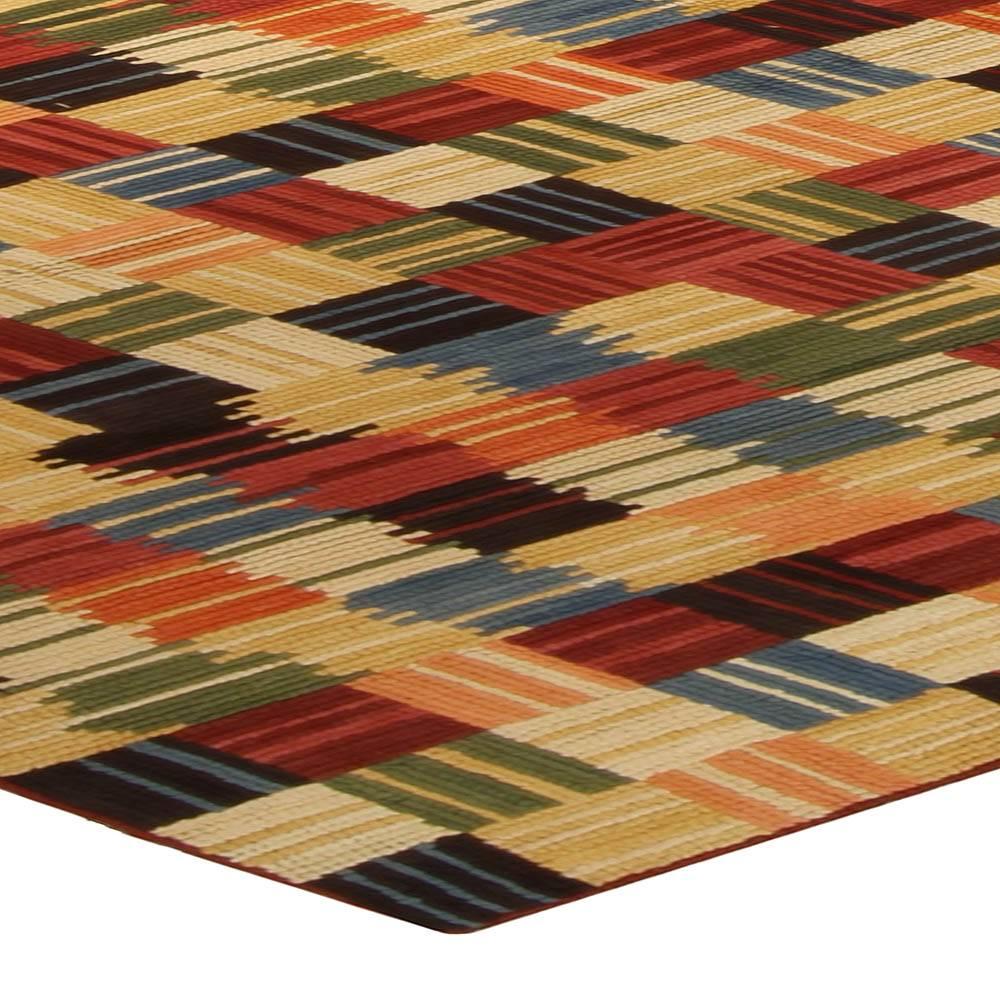 Modern Geometric Design Handmade Cotton Rug by Doris Leslie Blau Lana en venta