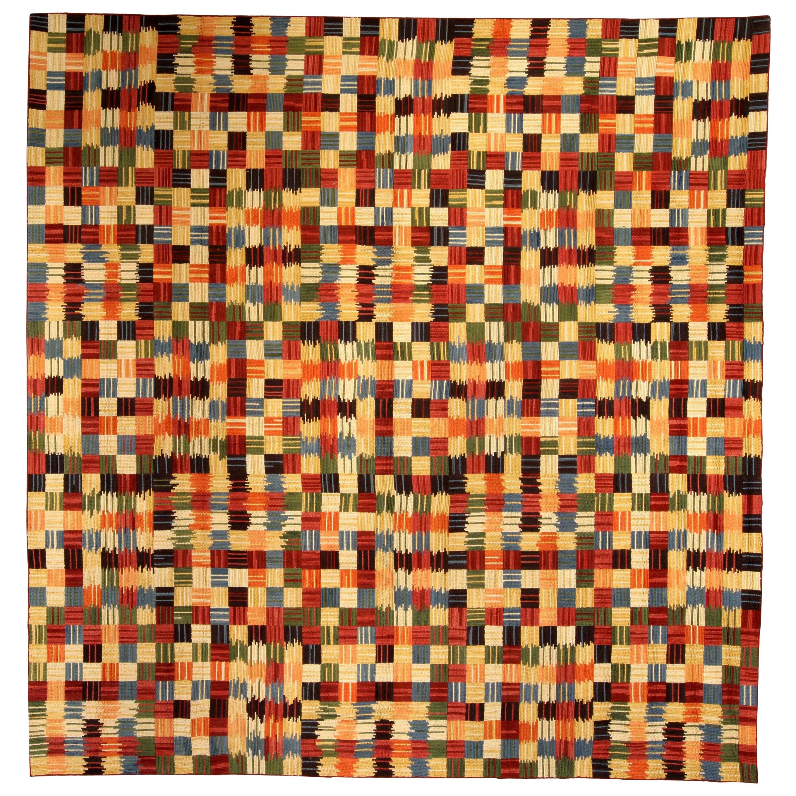 Modern Geometric Design Handmade Cotton Rug by Doris Leslie Blau For Sale