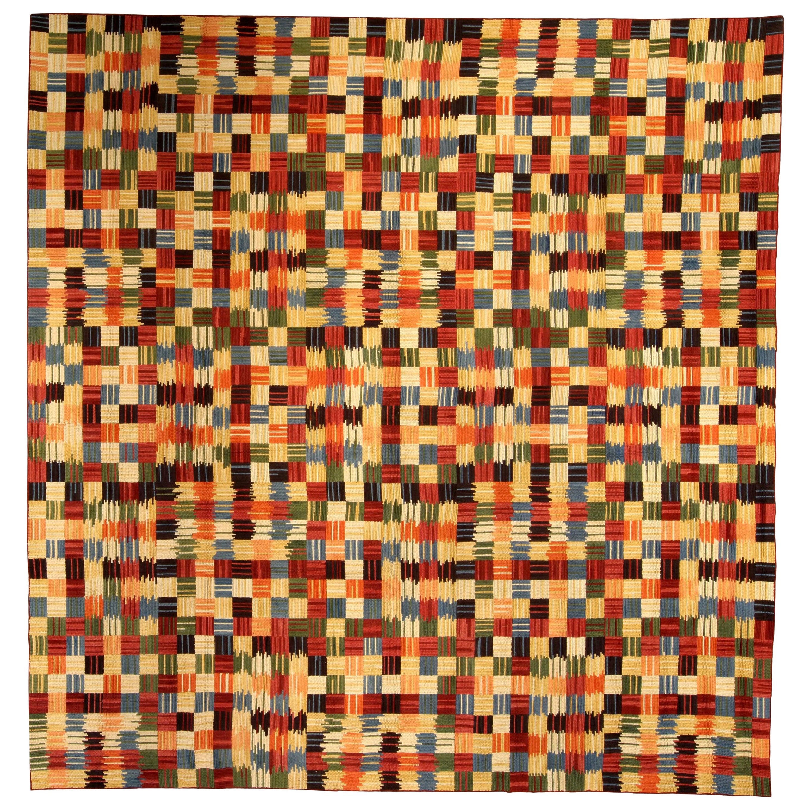 Modern Geometric Design Handmade Cotton Rug by Doris Leslie Blau en venta