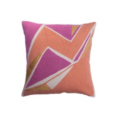 Modern Geometric Detroit Blush Hand Embroidered Throw Pillow Cover