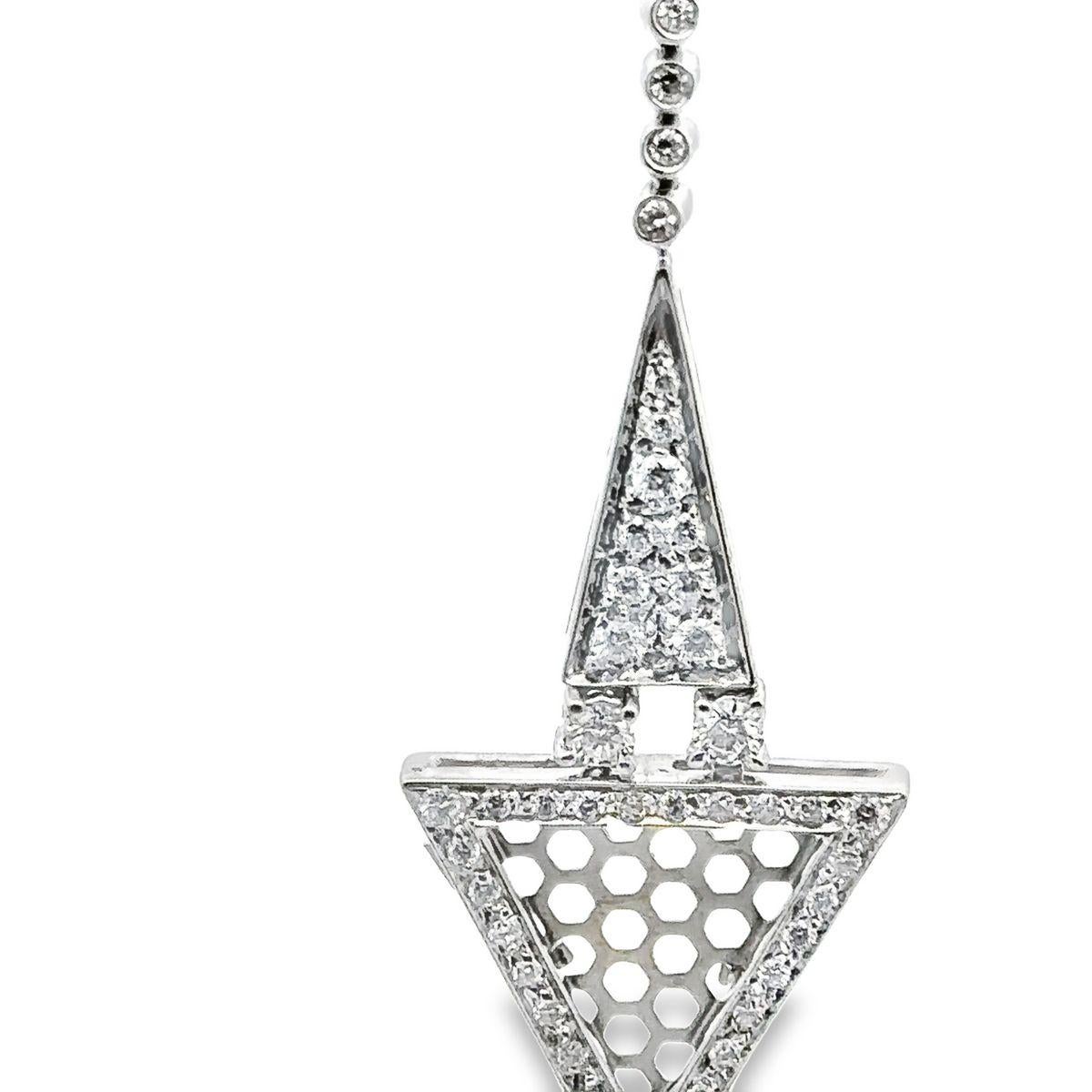 Women's Modern Geometric Diamond 18K White Gold Dangling Drop Earrings  For Sale