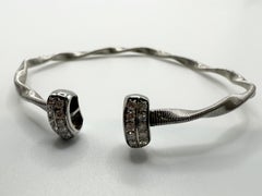 Modern Geometric Diamond bangle bracelet movable 14KT white gold 9.4grams
