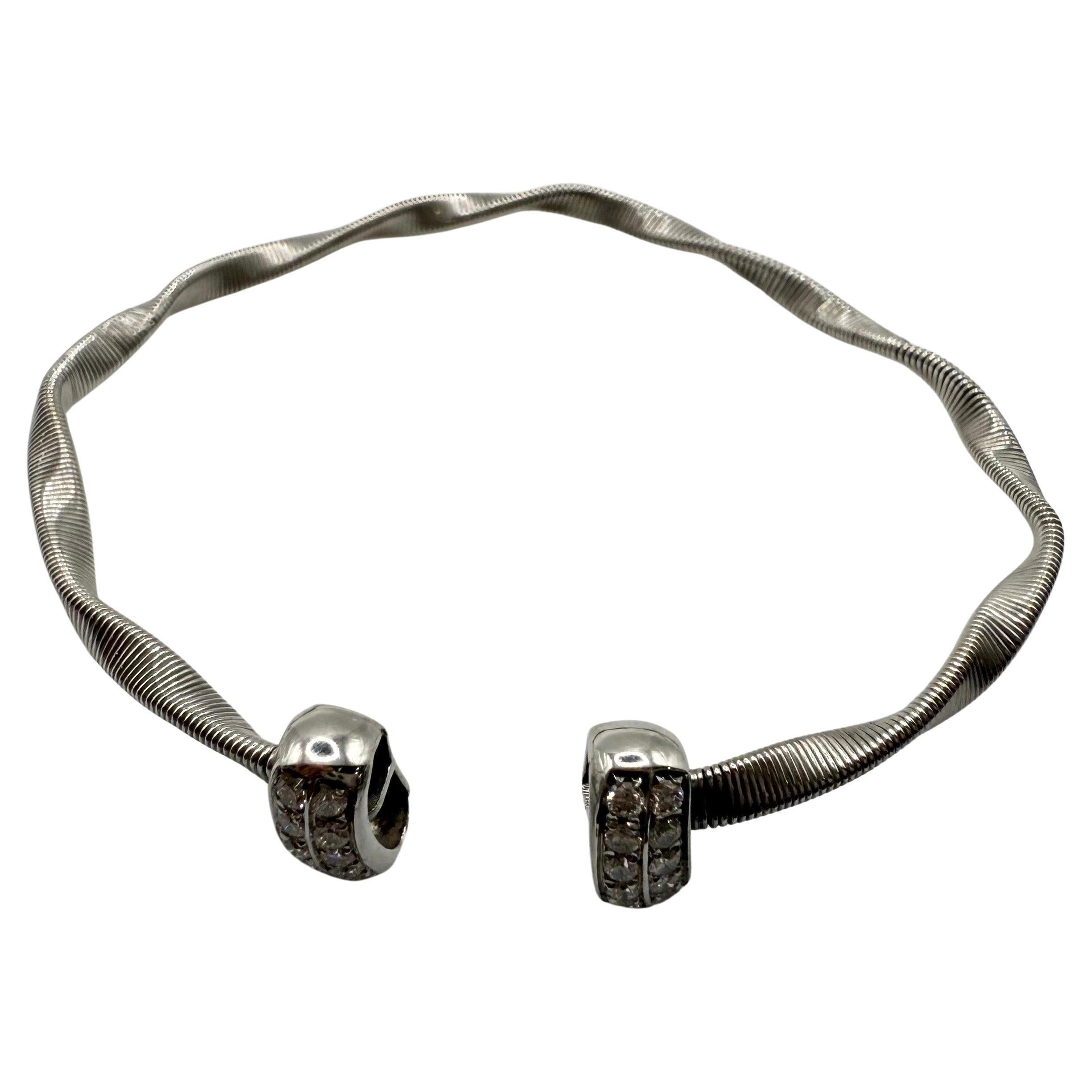 Braccialetto moderno geometrico con diamante mobile in oro bianco 14KT 9,4grammi in vendita