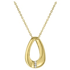 Modern Geometric Diamond Pendant in Yellow Gold