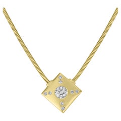 Modern Geometric Diamond Pendant in Yellow Gold