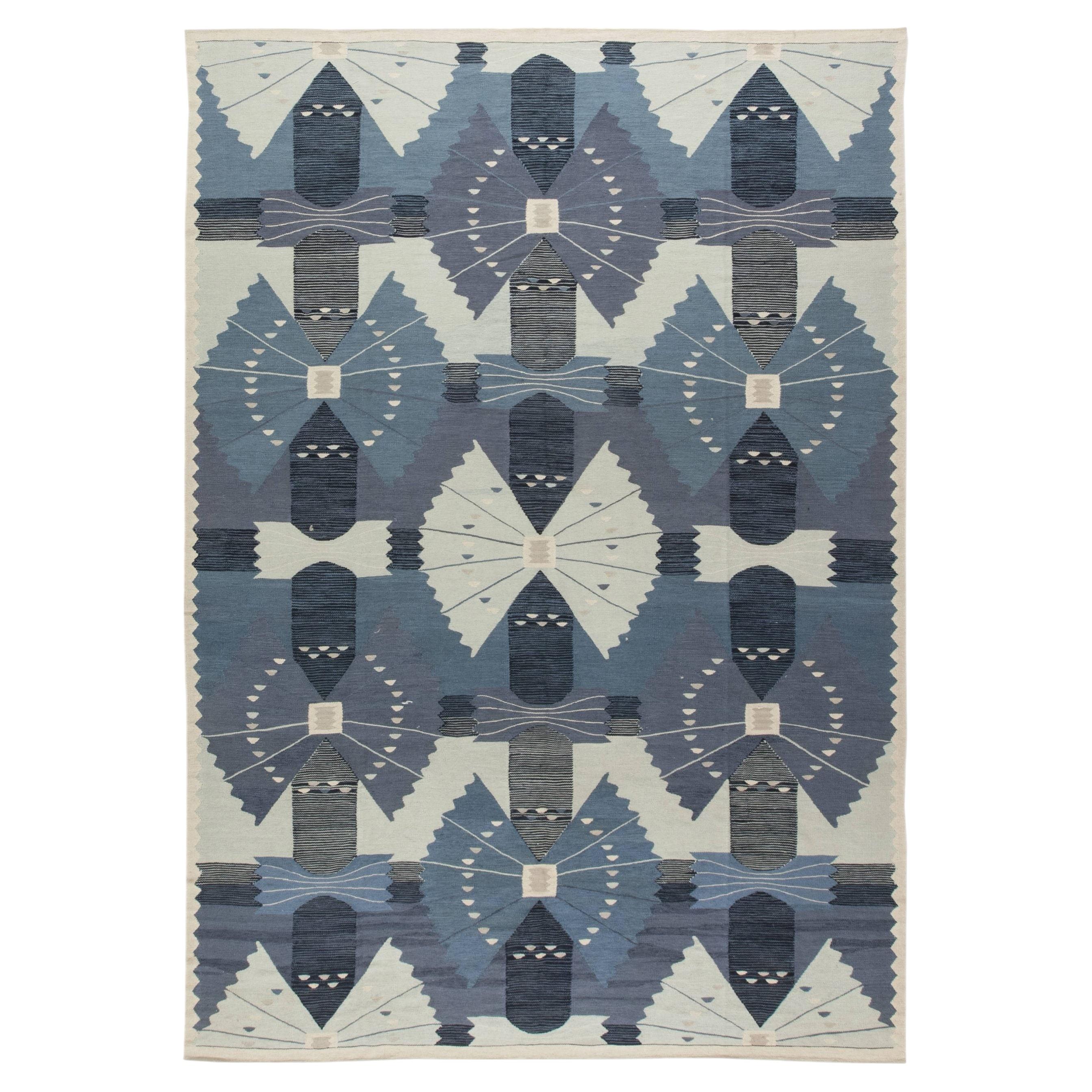 Modern Geometric Fan Motif Gray Oversized Rug "Abanico" by Doris Leslie Blau
