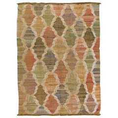 Modern Geometric Flatweave Handmade Multicolor Wool Rug