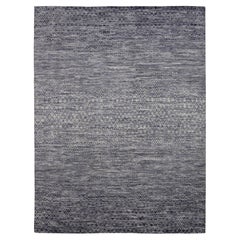 Moderner geometrischer grauer und blauer Wollteppich 9'3''x12'3''