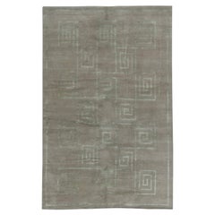 Modern Geometric Greek Key Gray Silk Carpet "Spiralis" by Doris Leslie Blau