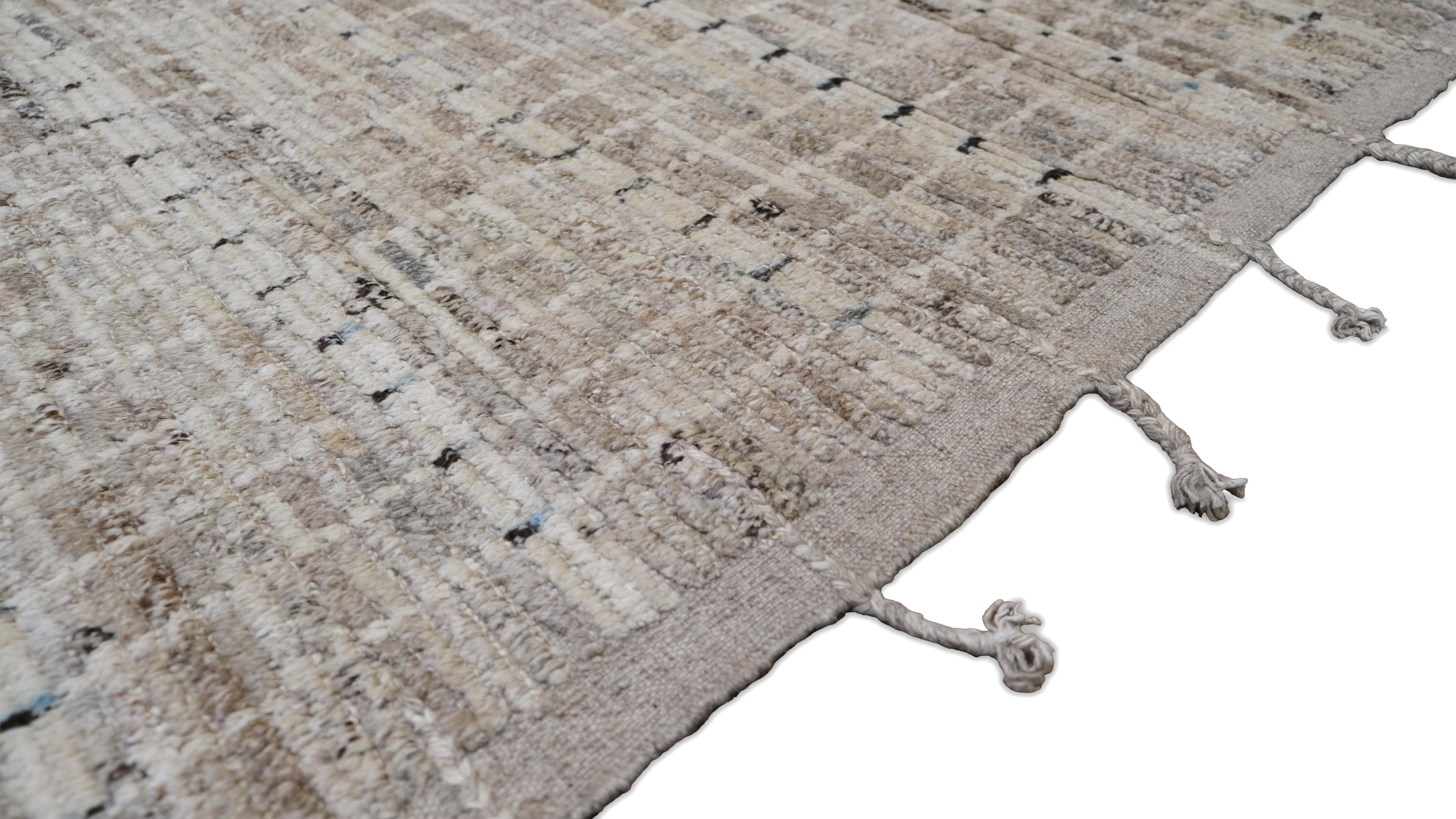 Neutraler Wollteppich mit geometrischem Gittermuster 9'3''x12'1'' (Afghanisch) im Angebot