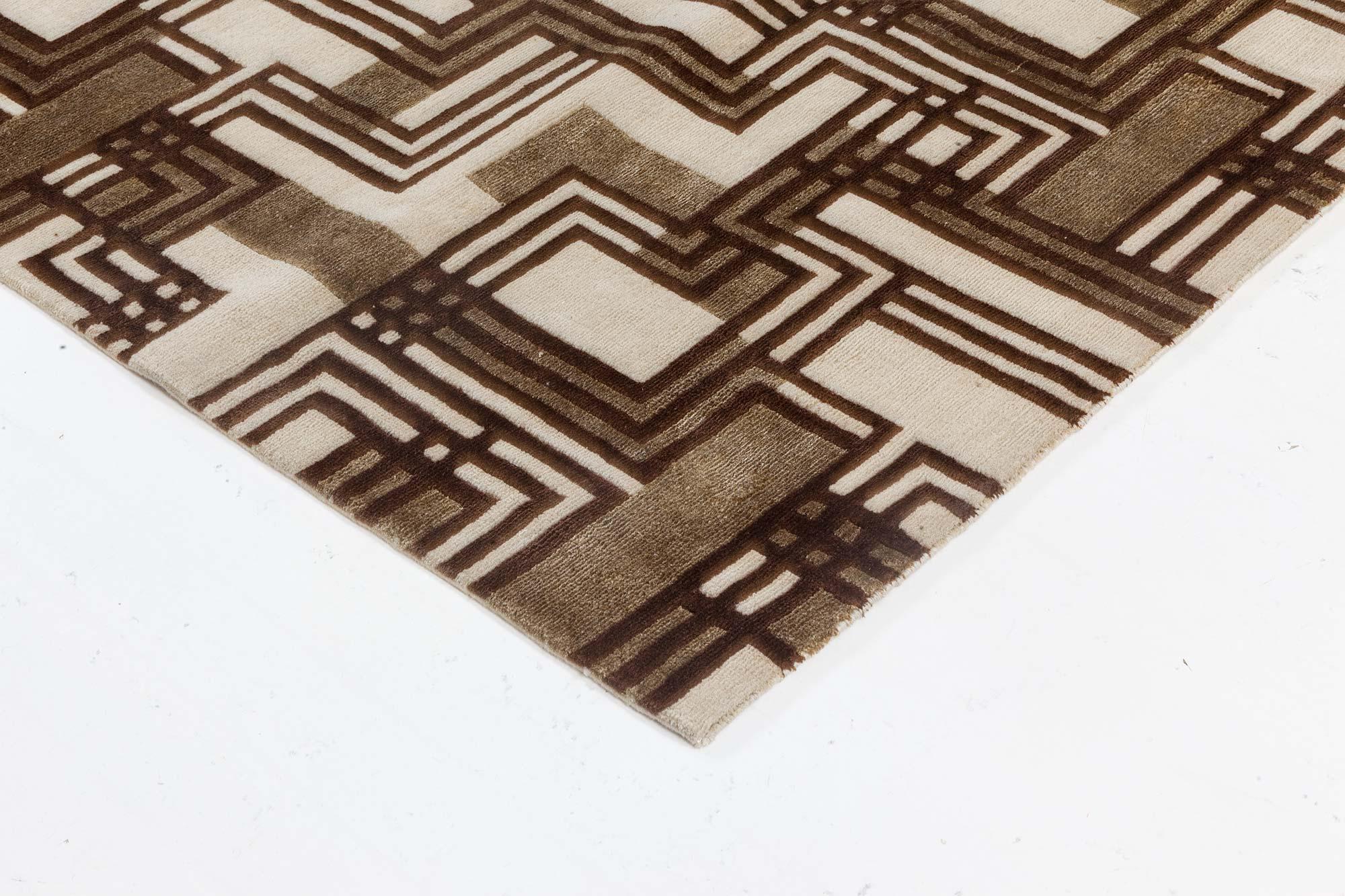 Runner geometrico moderno in seta e lana annodato a mano di Doris Leslie Blau In condizioni Nuovo in vendita a New York, NY