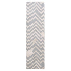 Modern Geometric Hand Knotted Silk and Wool Runner by Doris Leslie Blau