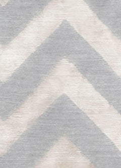 Modern Geometric Hand-Knotted Silk & Wool Runner by Doris Leslie Blau