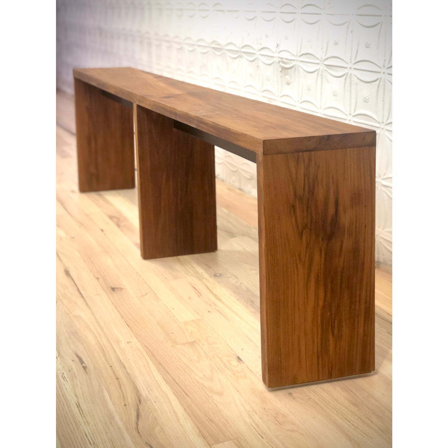 Minimalist Modern Geometric Handmade Hardwood Walnut Bench For Sale