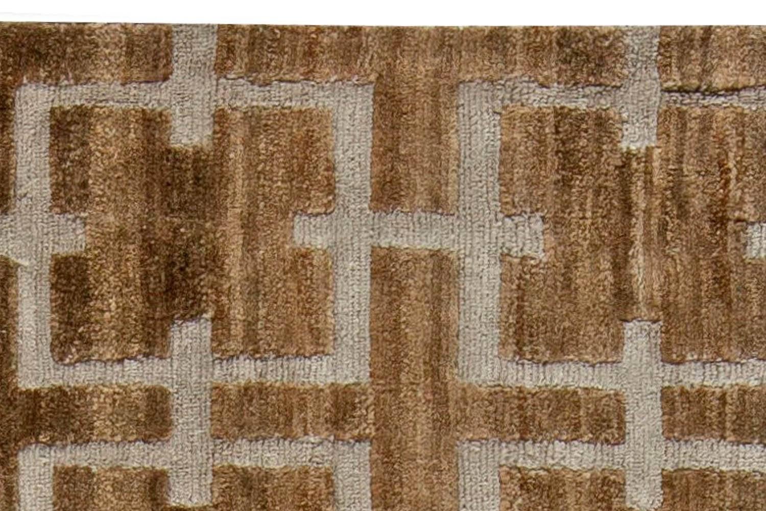 Modern Geometric Harvin Handmade Hemp and Silk Rug by Doris Leslie Blau Indio en venta