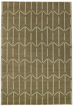 Geometrischer Hochlehner Teppich, skandinavisch-moderner Teppich der Moderne auf japanischem Zen