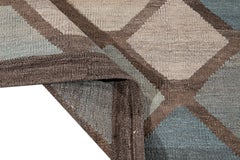 Handmade Modern Kilim Wool Rug, Geometric Design, 8'1\" x 9'8\"