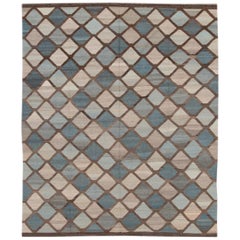 Moderner geometrischer Kilim-Teppich aus handgefertigter Wolle