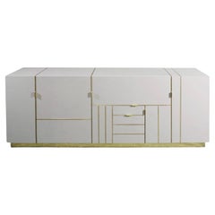 Vintage Modern Geometric Lacquered Sideboard