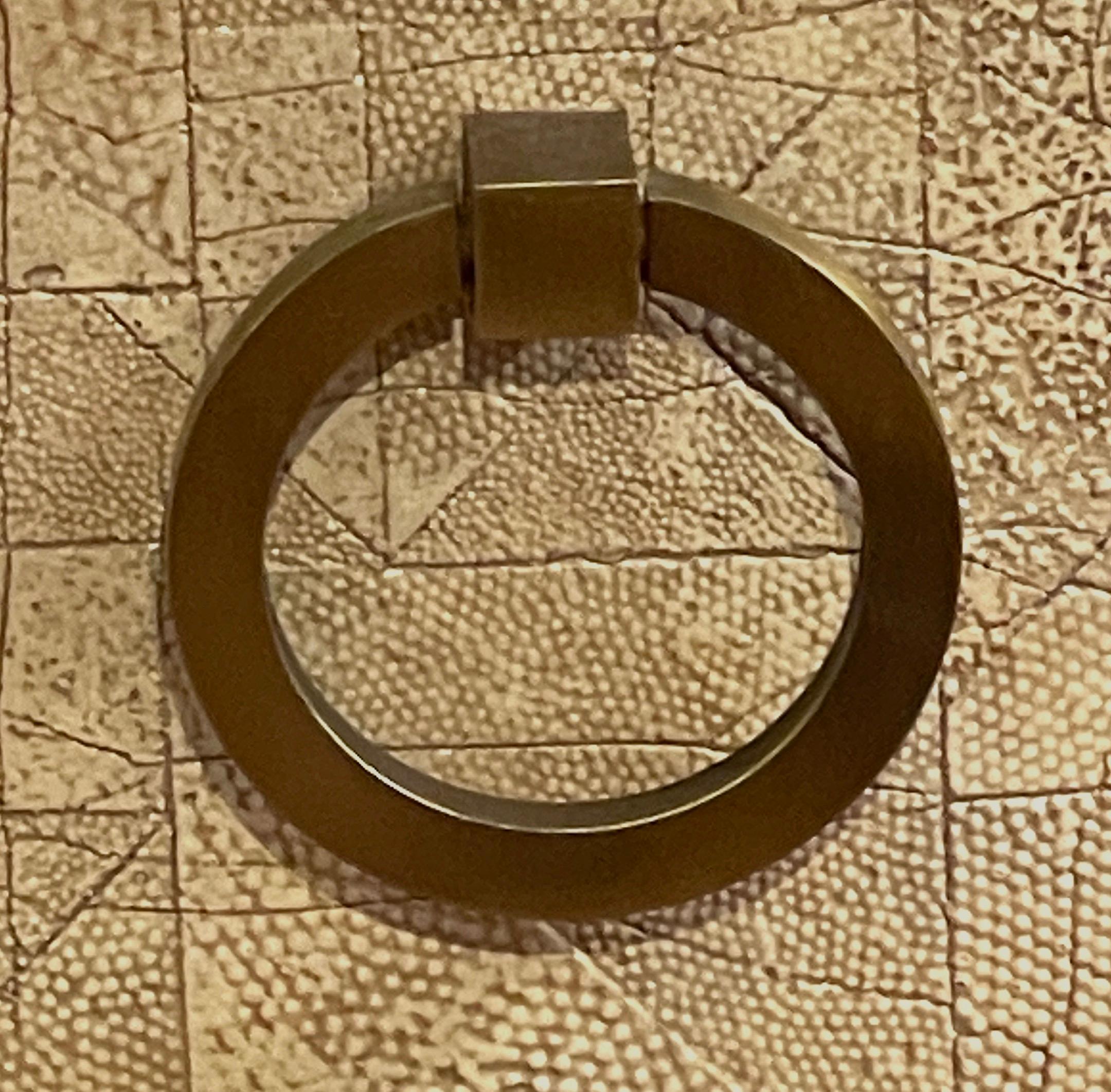 Bronze Modern Geometric Leather Mosaic Commode by Henredon