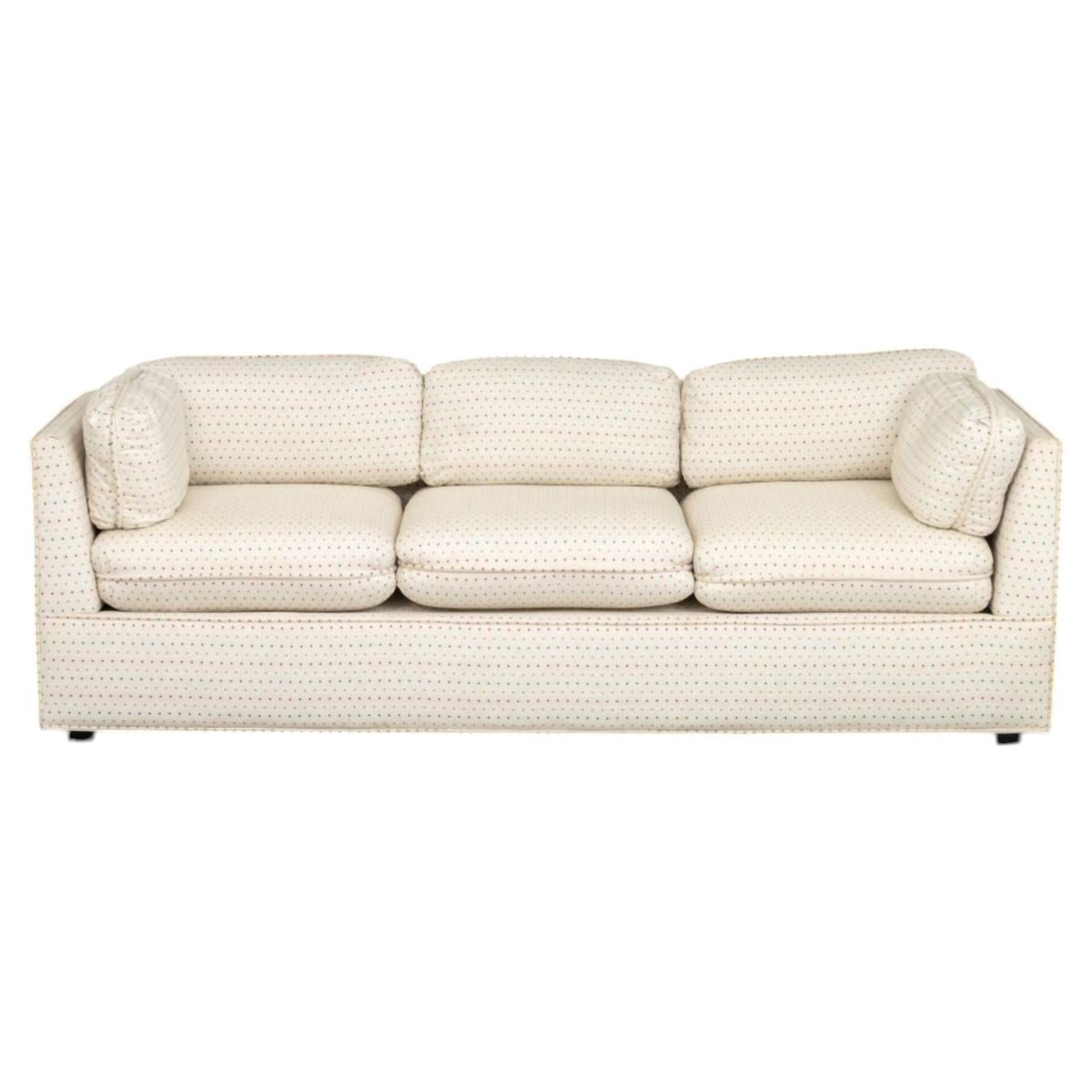 Modern Geometric Linen Upholstered 3-Seat Sofa