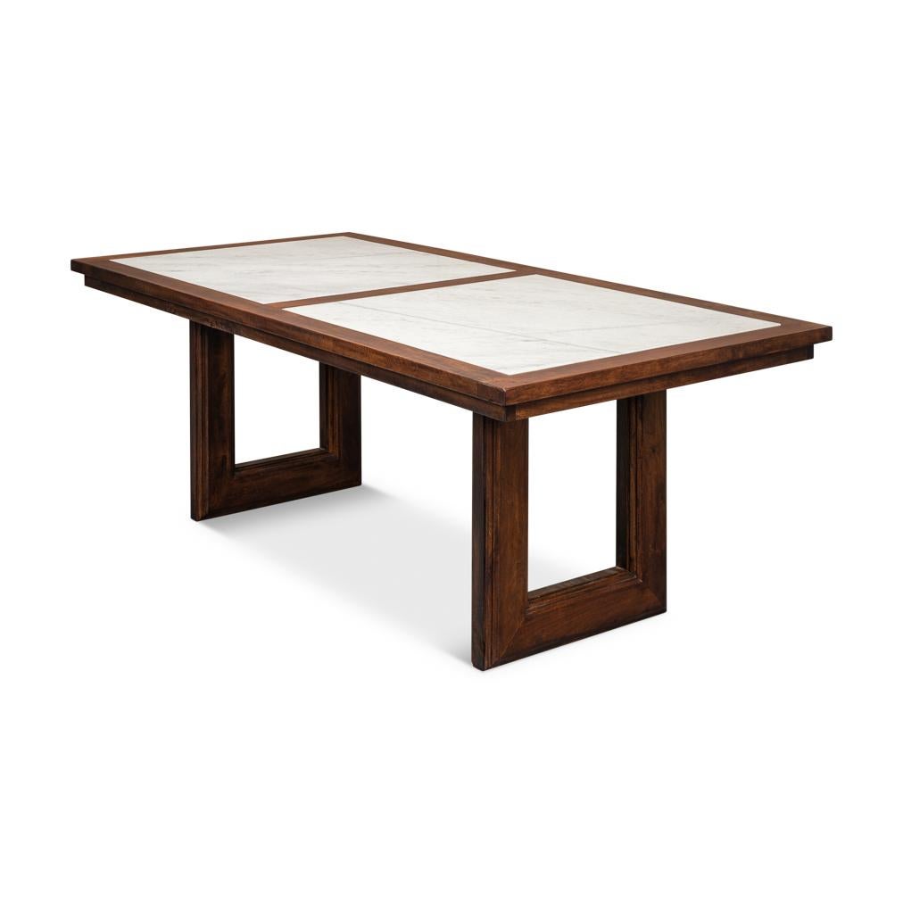 Asiatique Table de salle à manger The Moderns avec plateau en marbre en vente