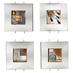 Sculptures murales géométriques modernes géométriques en métal mélangé par C Jere, série de 4 pièces