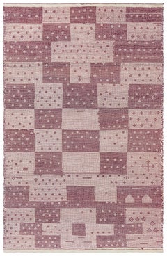Alfombra geométrica moderna de lana de tejido plano estilo marroquí por Doris Leslie Blau