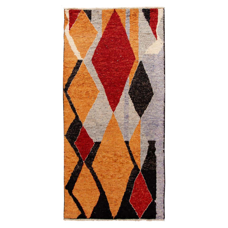 Modern Gabbeh Style Handmade Multicolor Geometric Wool Rug For Sale at ...