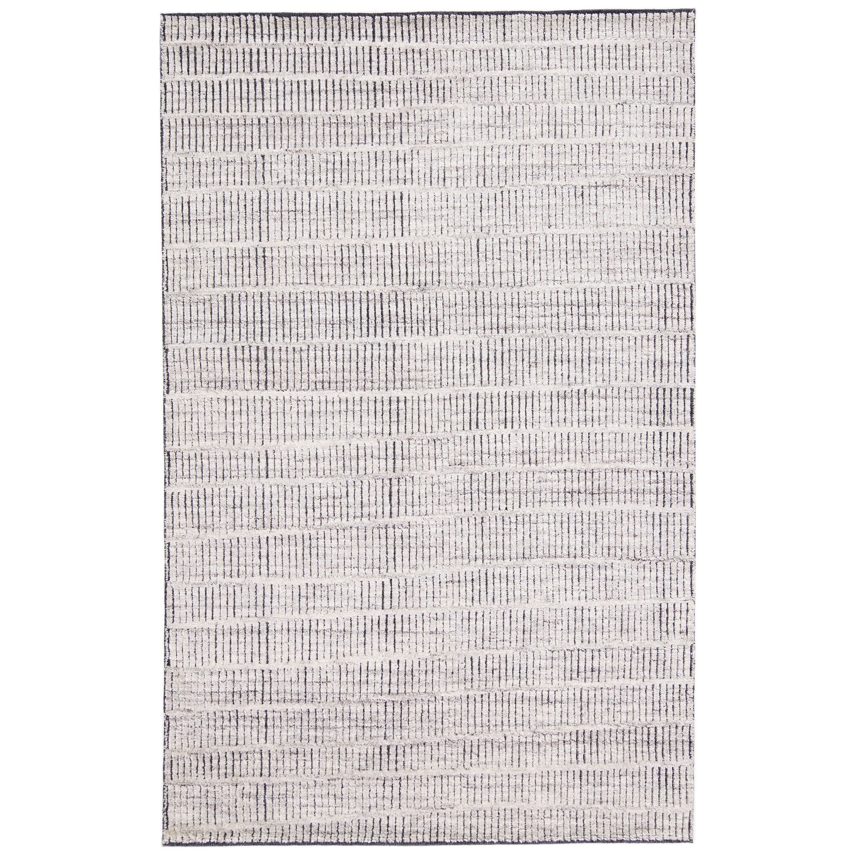 Tapis géométrique moderne en laine de style marocain fait à la main en gris clair par Apadana en vente