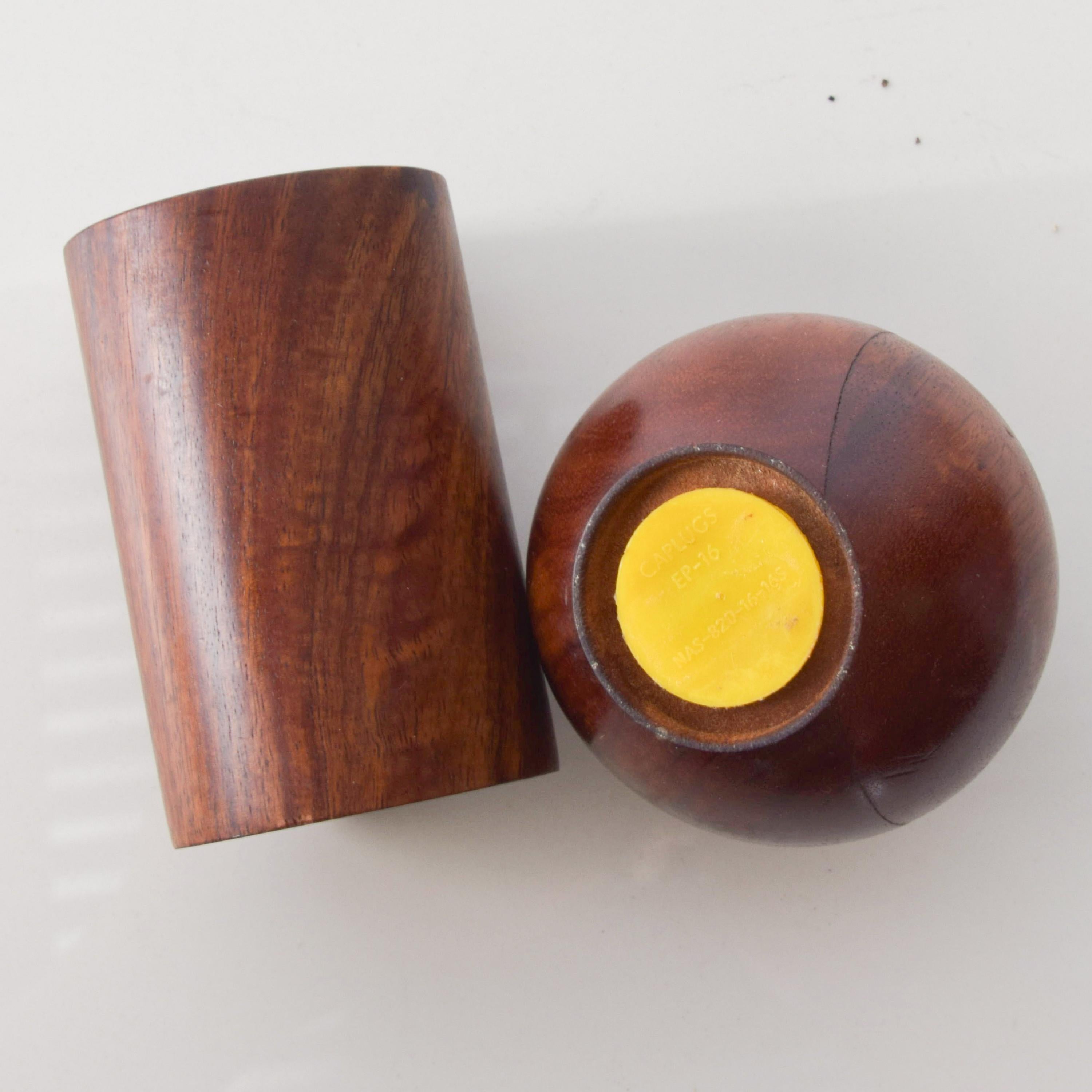 Mid-Century Modern Modern Geometric Nesting Salt and Pepper Shaker Set Rosewood Ball and Cylinder
