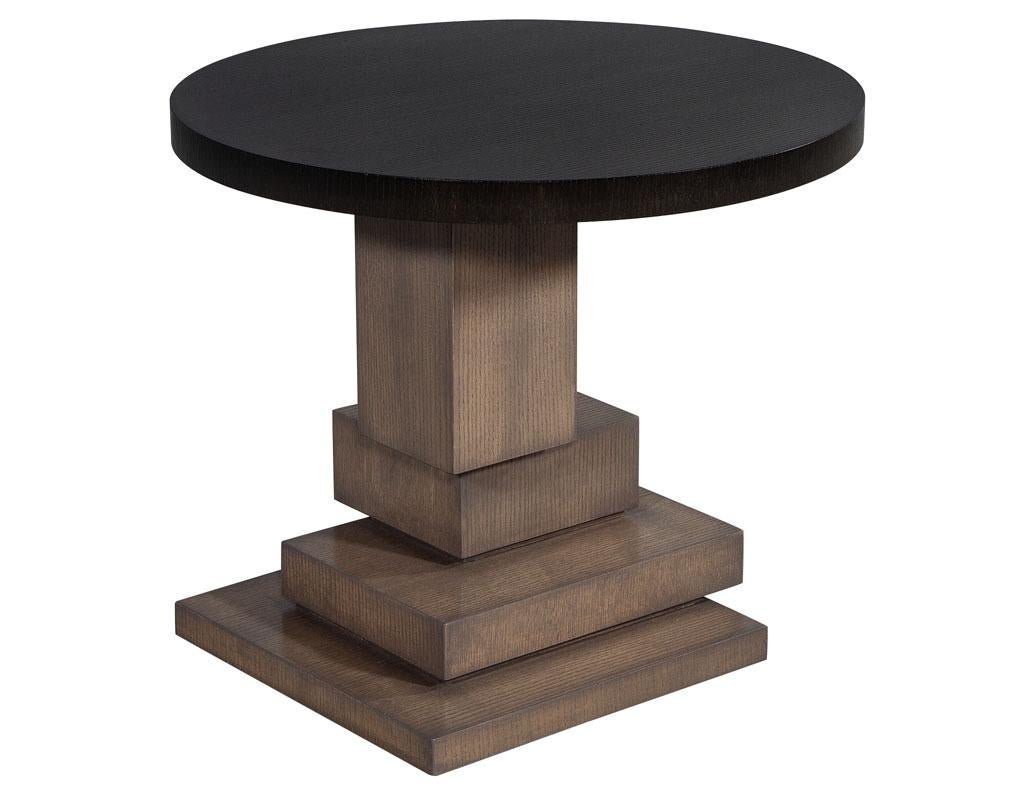 Modern geometric oak side table. Two toned finish design with modern styling.

Price includes complimentary curb side delivery to the continental USA.