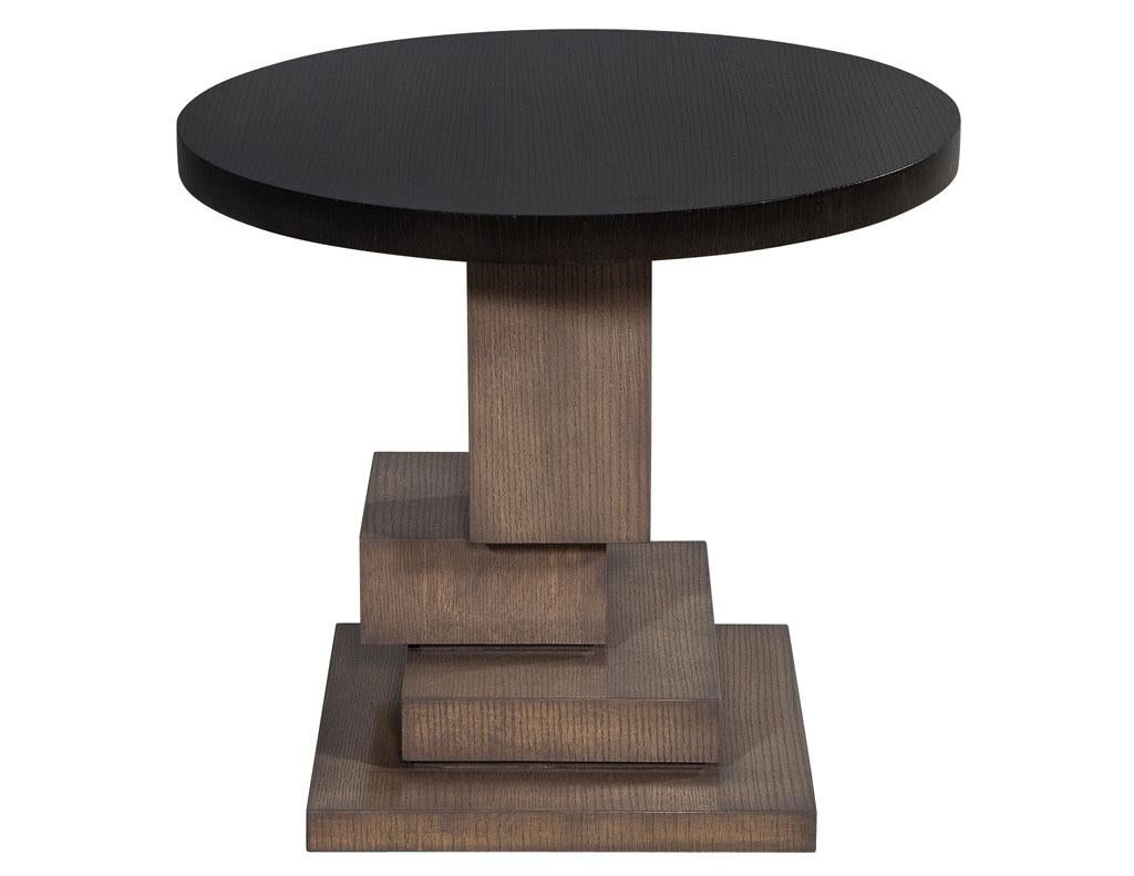 American Modern Geometric Oak Side Table