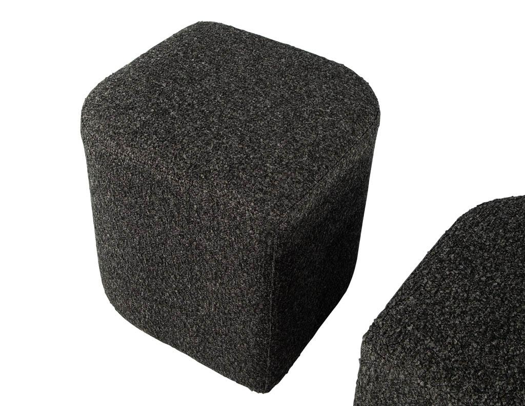 Modern Geometric Ottomans in Textured Fabric For Sale 1