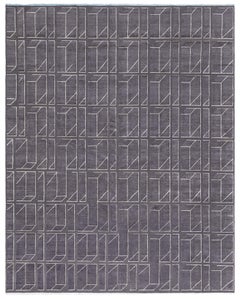 Modern Geometric Oversized Slate Gray Silk Rug "Vantage" by Doris Leslie Blau