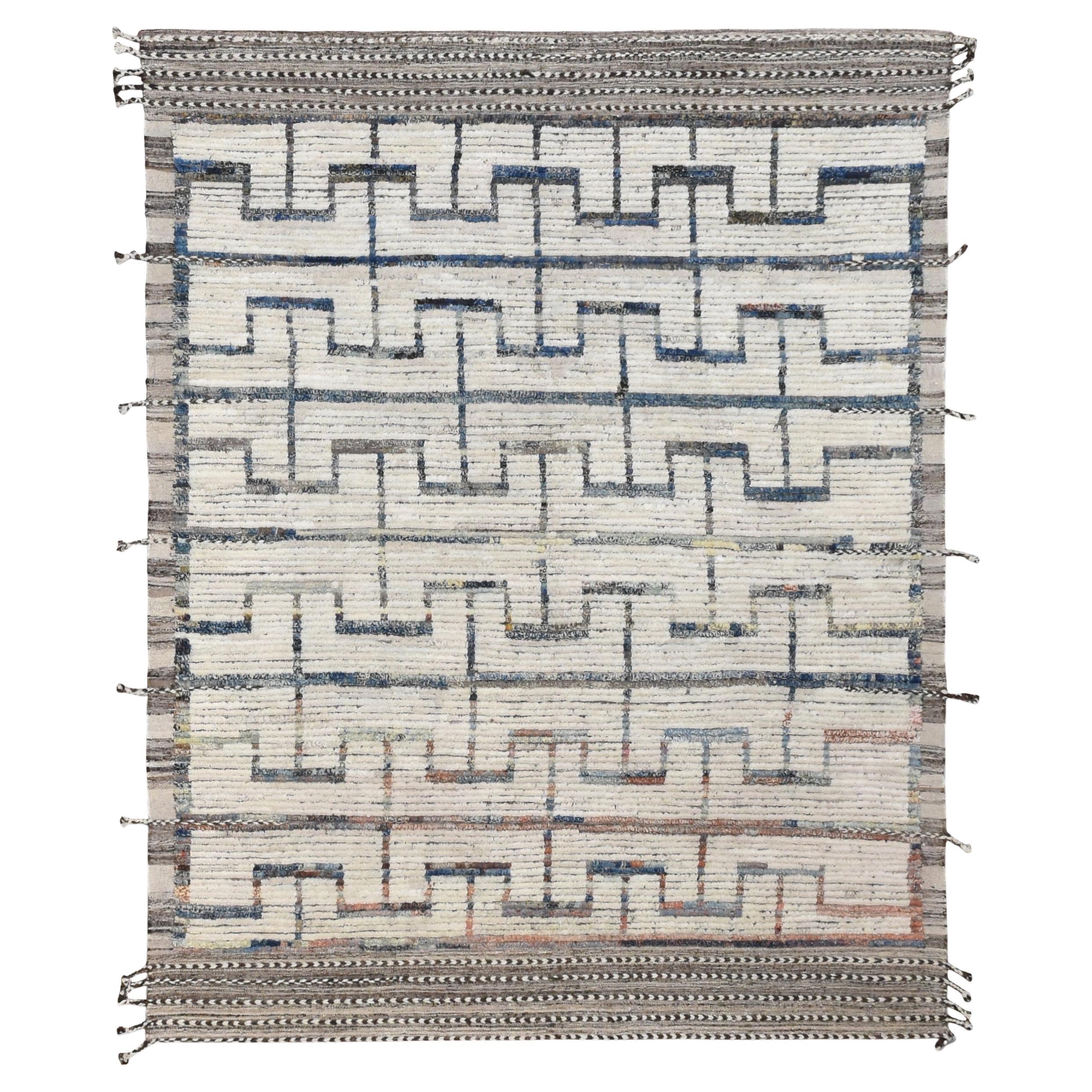 Geometrico moderno  Tappeto in lana fantasia 6'10''x8'7'' in vendita