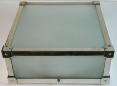 Flushmount geométrico moderno de níquel pulido y cristal esmerilado {4 disponibles)