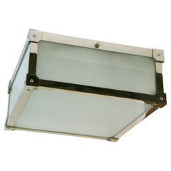 Flushmount geométrico moderno de níquel pulido y cristal esmerilado {4 disponibles)