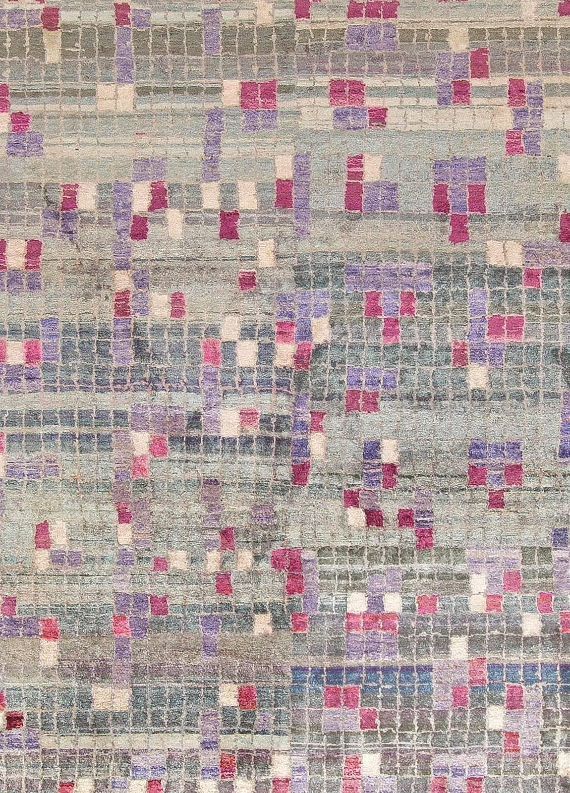 Indian Modern Geometric POOL Tile Handmade Wool Rug by Doris Leslie Blau For Sale