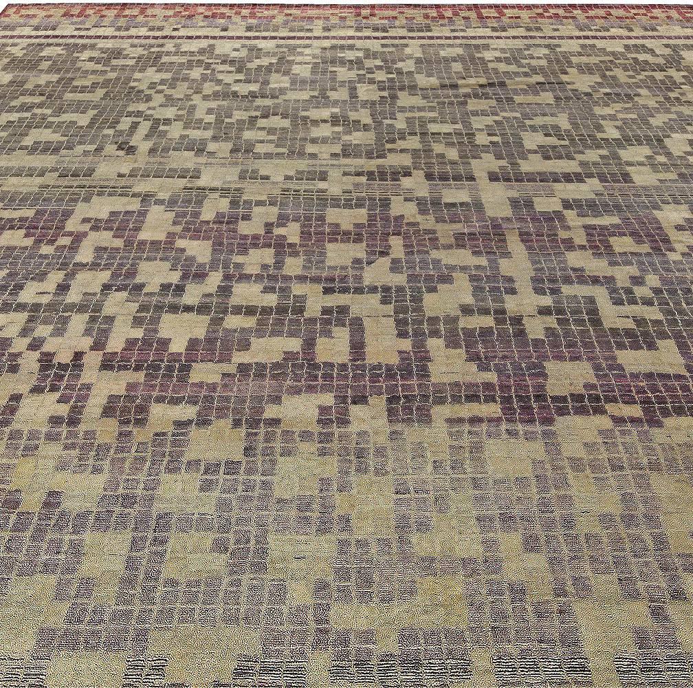 Hand-Woven Modern Geometric POOL Tile Handmade Wool Rug by Doris Leslie Blau For Sale