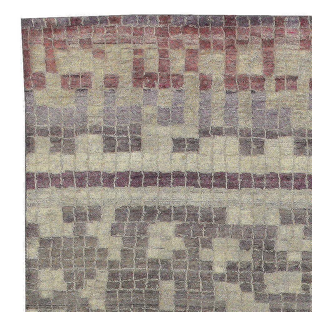 Modern Geometric POOL Tile Handmade Wool Rug by Doris Leslie Blau In New Condition For Sale In New York, NY