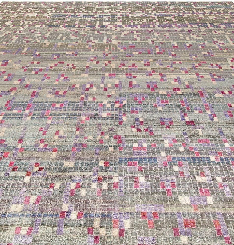Modern Geometric POOL Tile Handmade Wool Rug by Doris Leslie Blau In New Condition For Sale In New York, NY