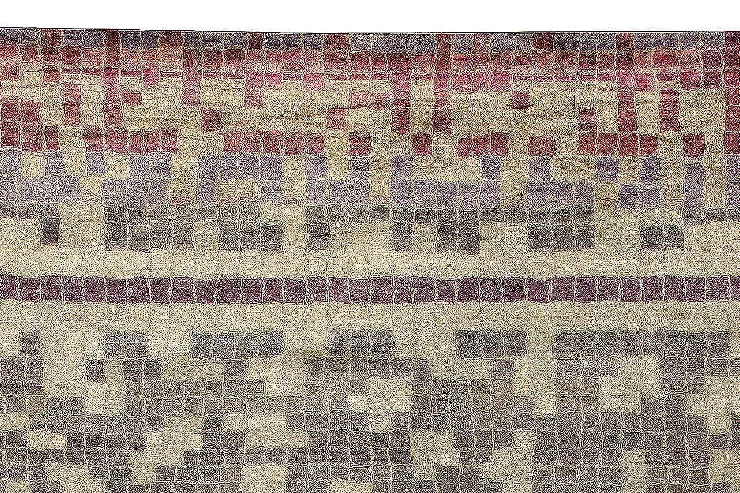 Contemporary Modern Geometric POOL Tile Handmade Wool Rug by Doris Leslie Blau For Sale