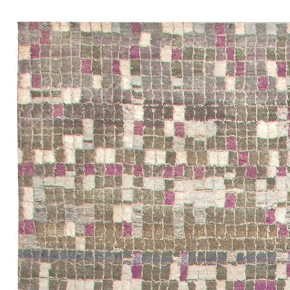 Contemporary Modern Geometric POOL Tile Handmade Wool Rug by Doris Leslie Blau For Sale
