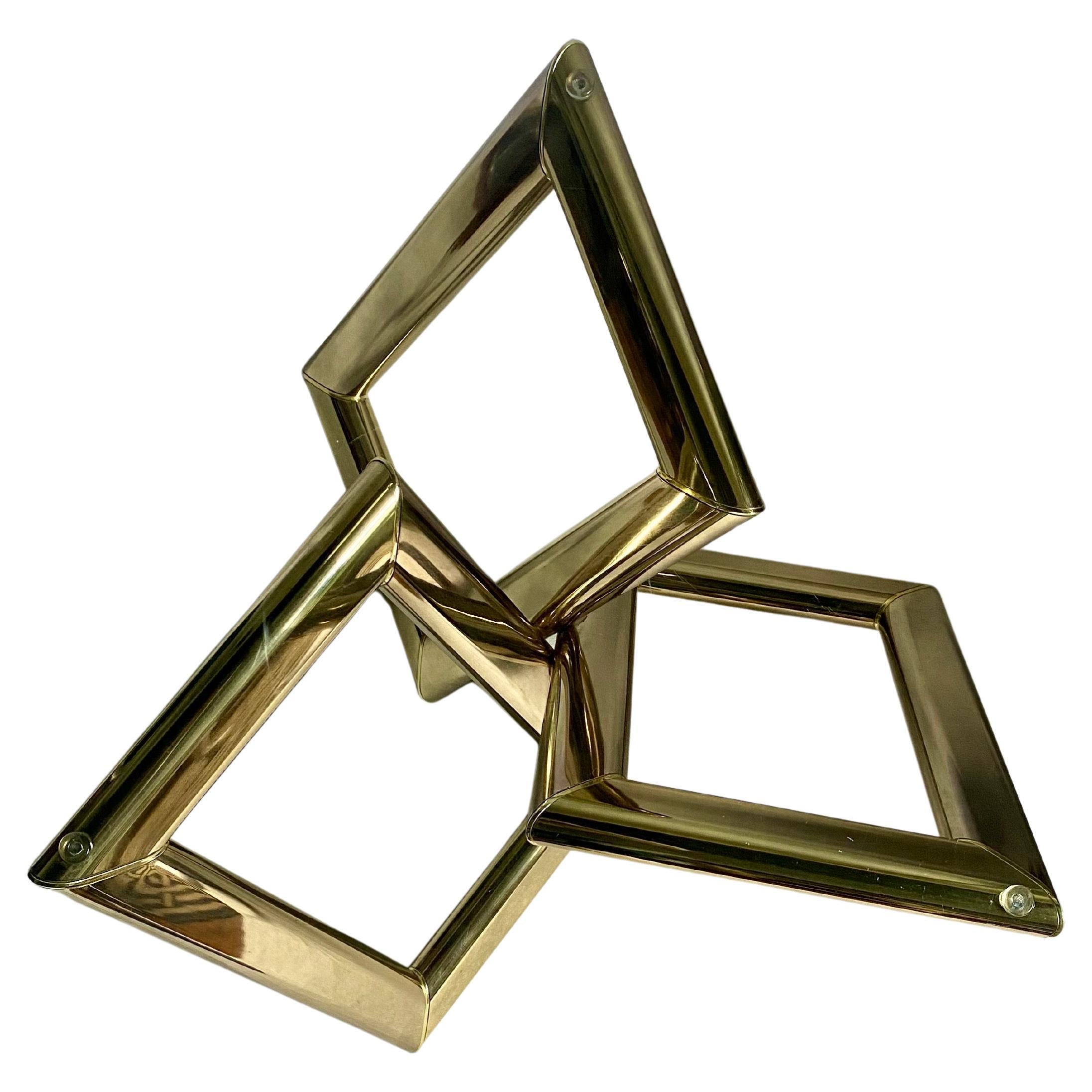 Modern Geometric Round Glass and Brass Coffee Table, 1970's For Sale 1