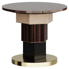 Modern Geometric Round Side Table Maximalist Style Center Table Oak