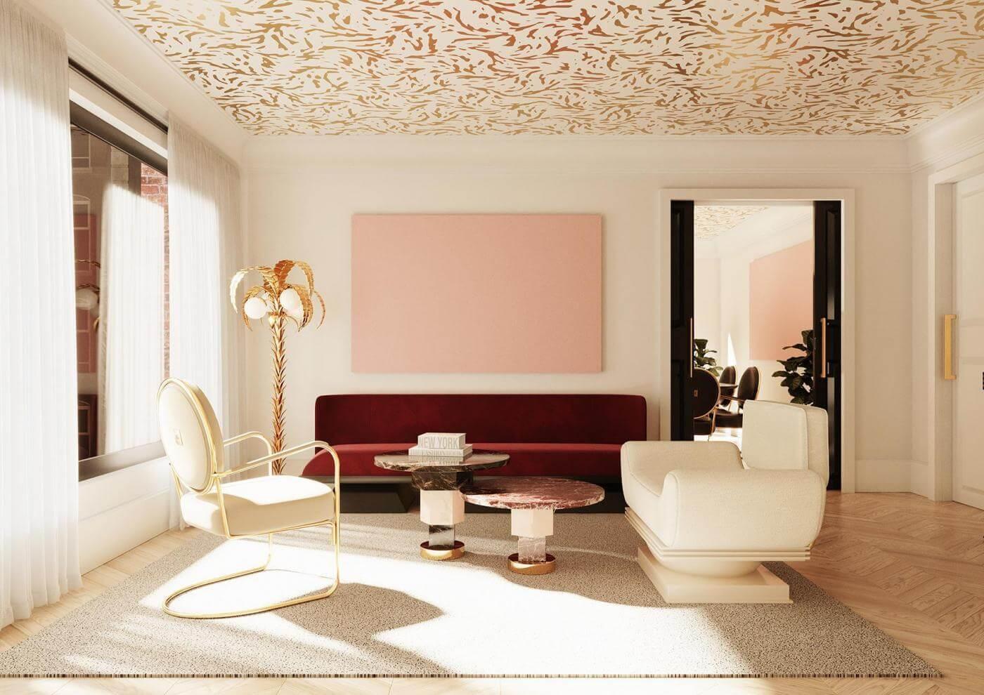 Poli Table d'appoint ronde géométrique moderne de style Memphis en marbre noir et rose en vente