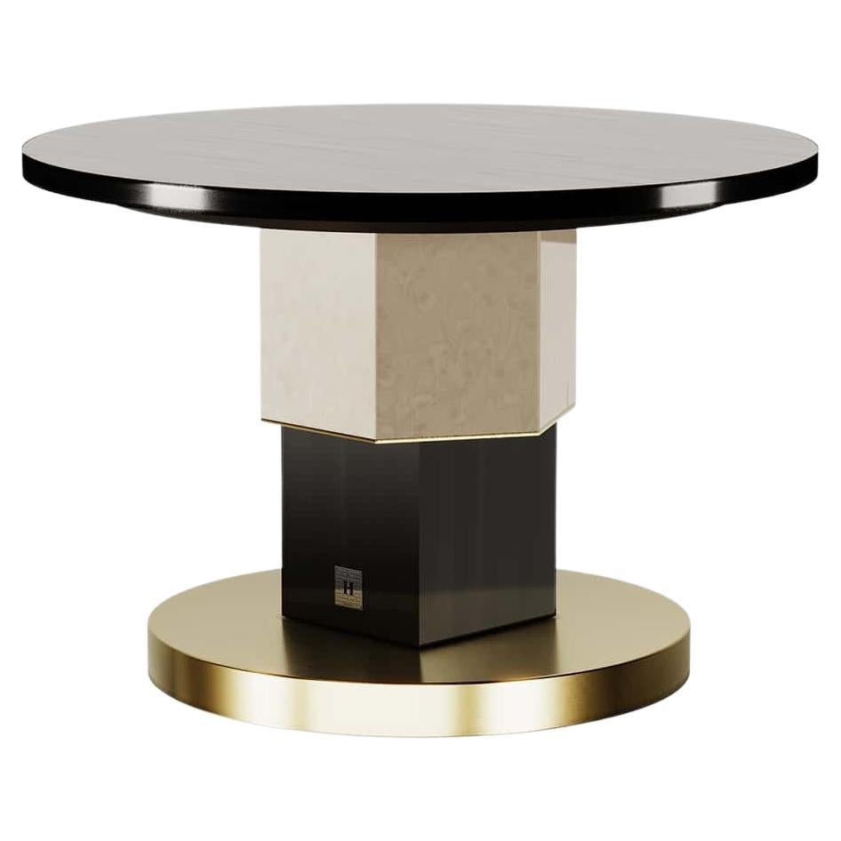 Modern Geometric Round Side Table Memphis Design Style Center Table Oak For Sale