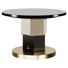 Modern Geometric Round Side Table Memphis Design Style Center Table Oak