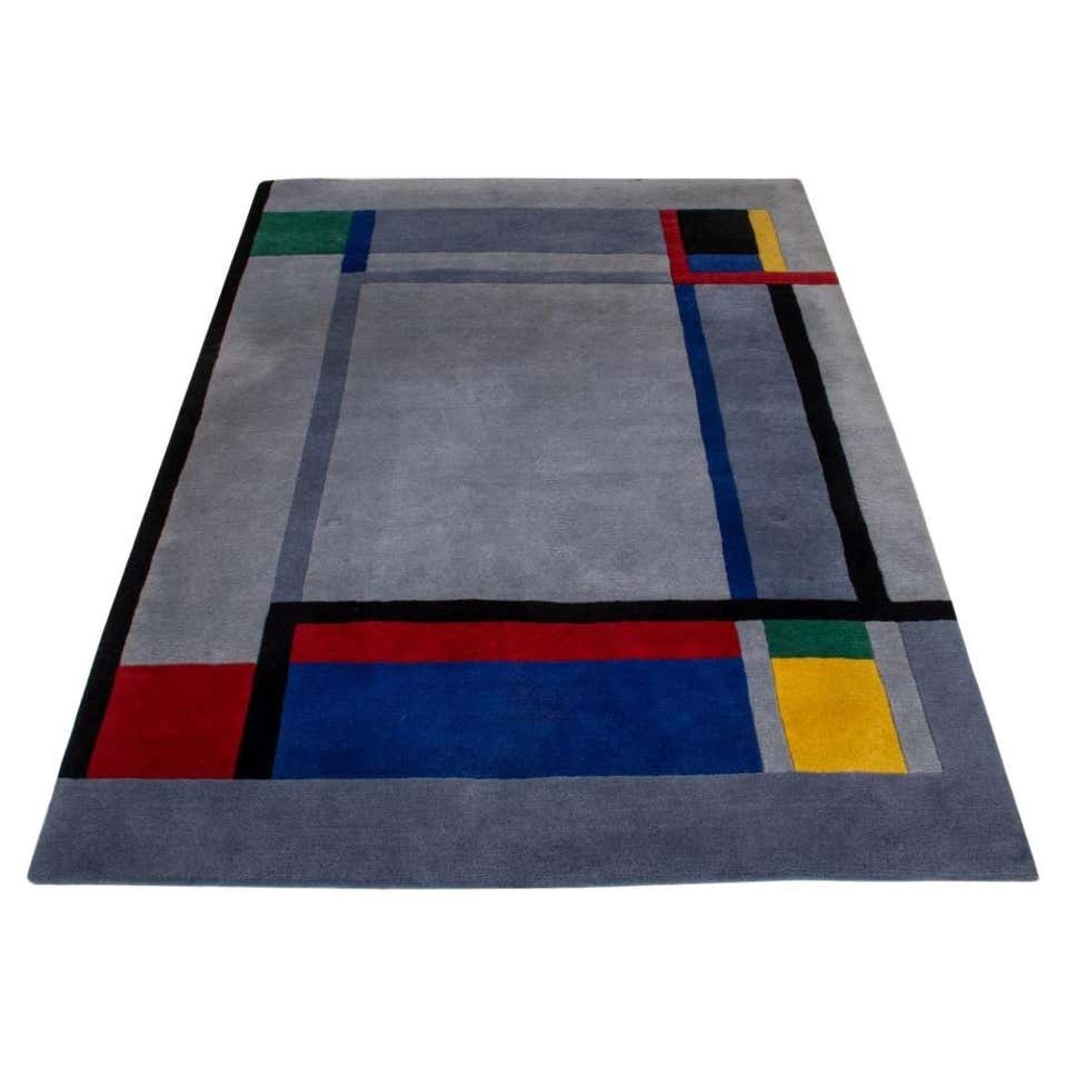 Andeloos Modern Geometric Rug Set in Blue Silk and Wool by Jt. Pfeiffer ...